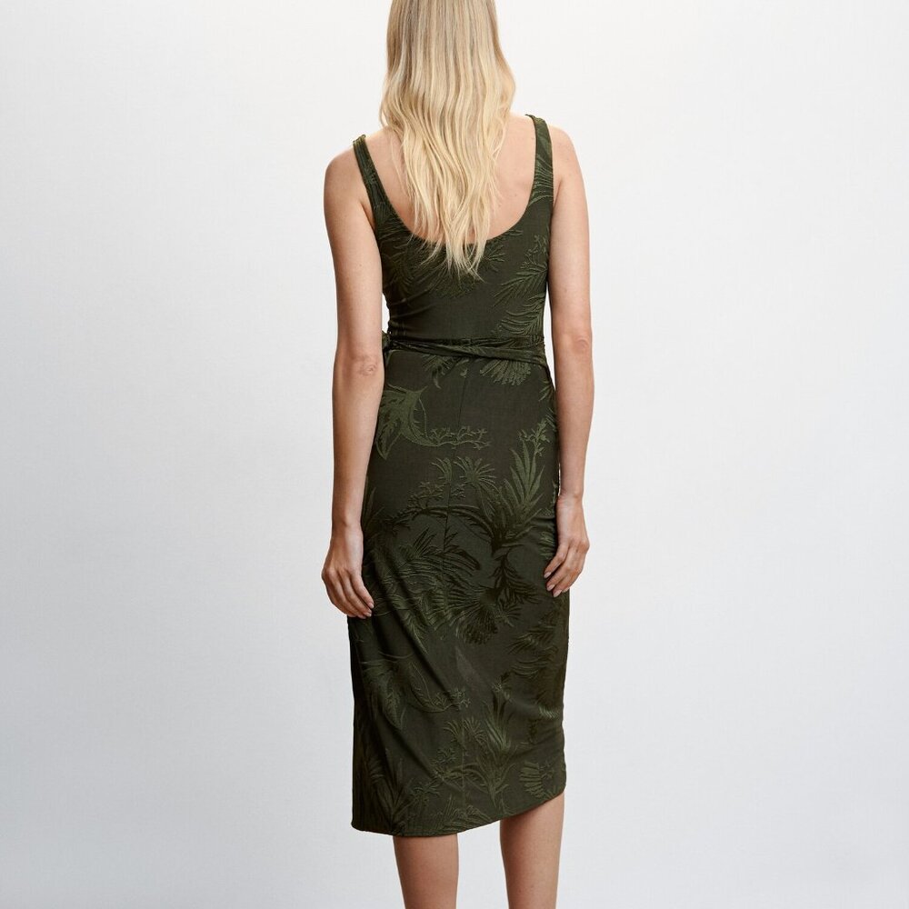 MANGO Knotted Jacquard Dress – Green, Size 6 (Discontinued) - Picture 2 of 9